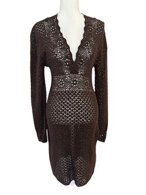 Michael Kors Crocheted Long Sleeve Dress Cover Up